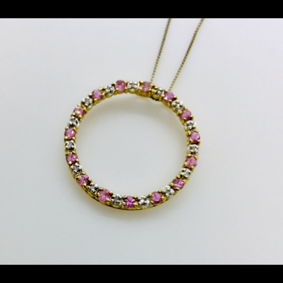 Pink Sapphire and Diamond Necklace - Picture 2 of 2